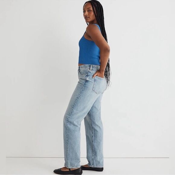 Madewell NWT Distressed Low-Slung Straight Jeans Size 33 in Olvera Wash - Picture 3 of 11